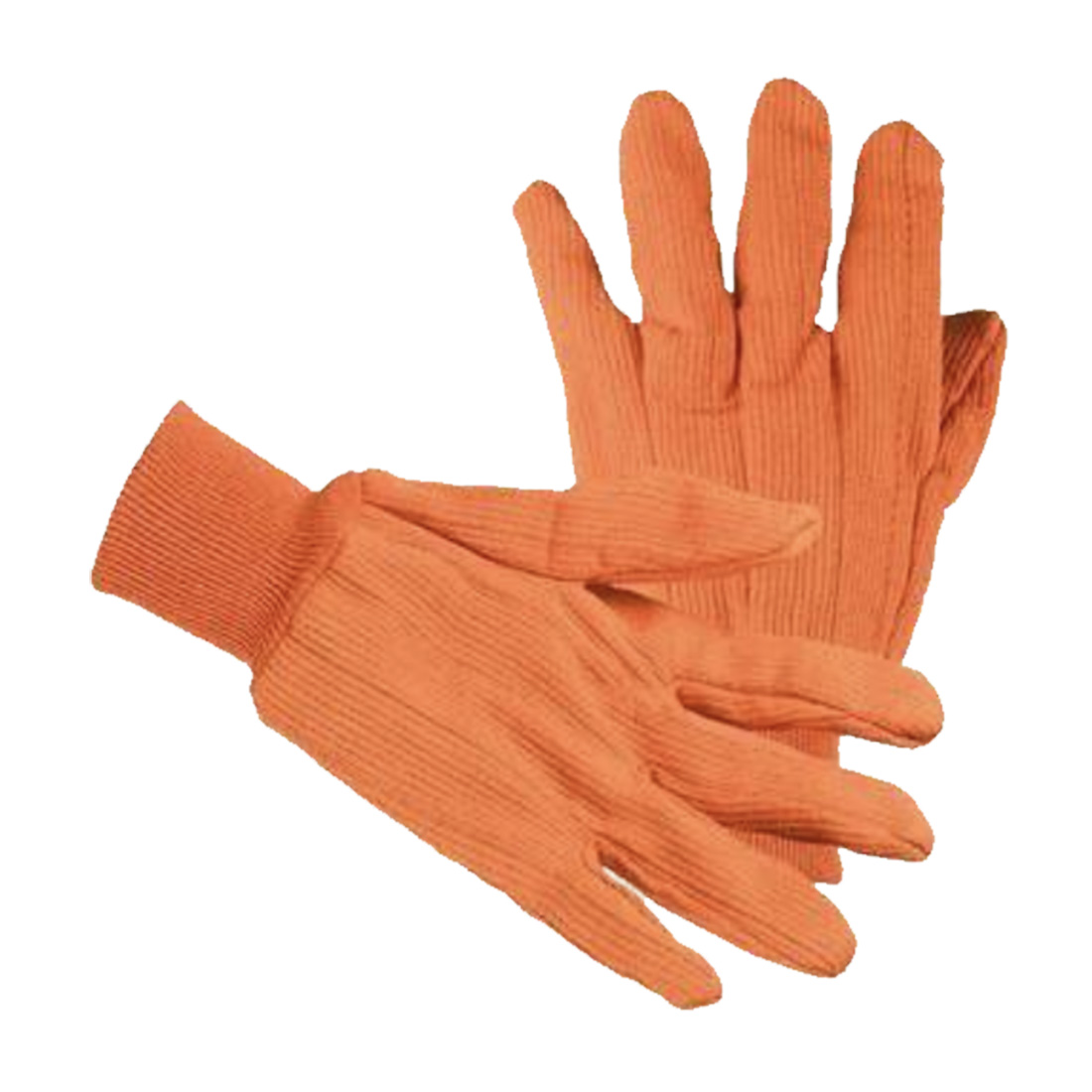 Fluorescent Corduroy Double Palm Hi-Vis Orange Extra weight with two cotton layers Hi-Vis Orange Knit Wrist Clute Cut provides a roomy fit Straight thumb