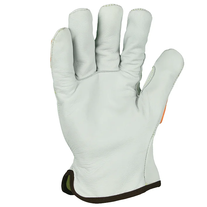 ANSI Cut 9 Protection Aramid FR Cut Resistant Liner Hi-Vis Orange TPR on back of hand Reinforced Wing