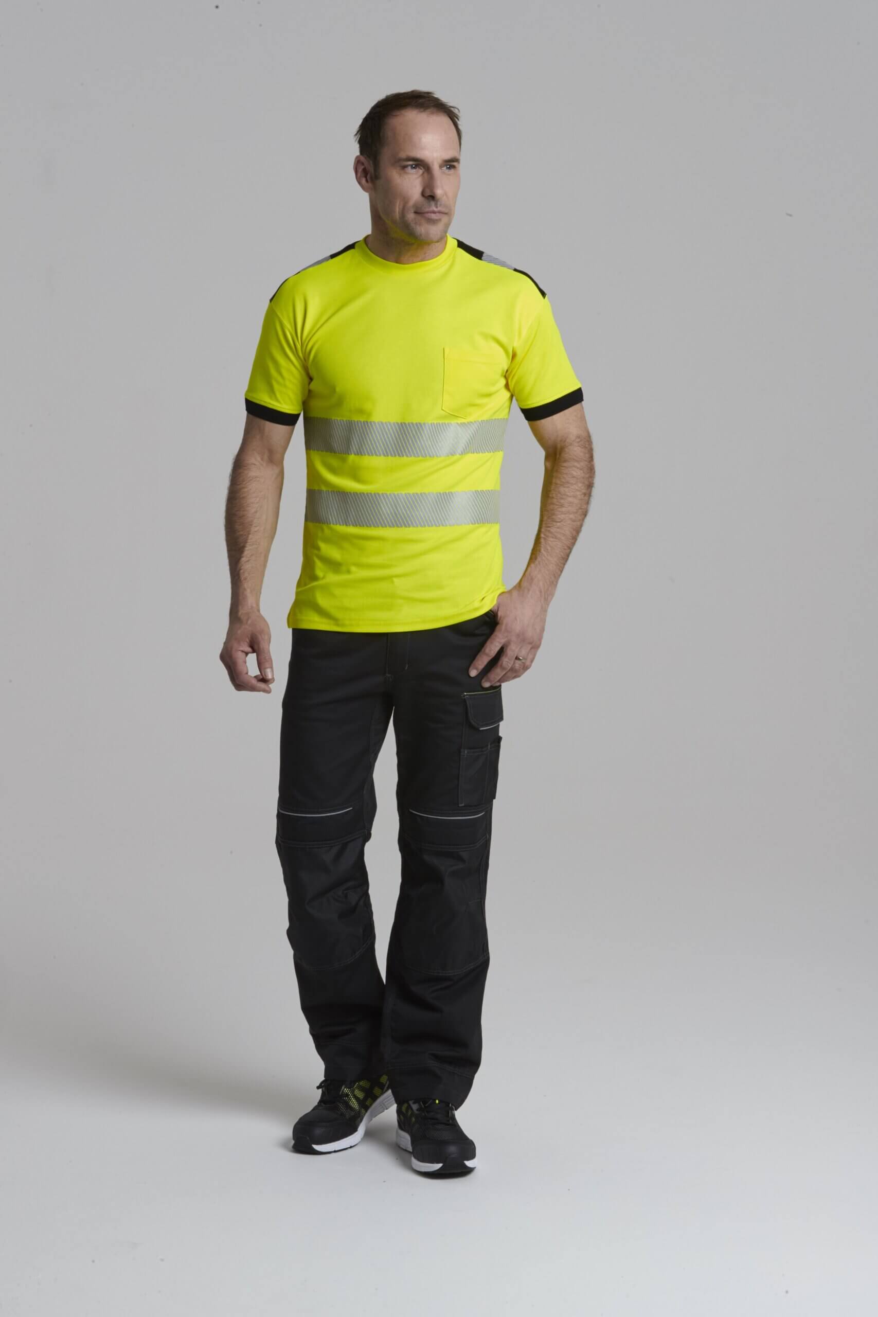 High Visibility Short Sleeve T Shirt with Segmented Reflective Tape