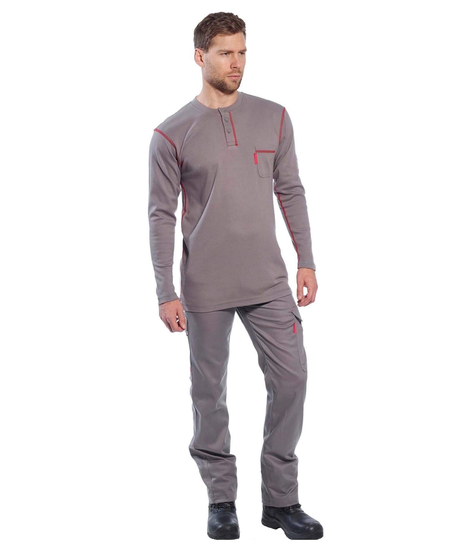 Button Down Flame Resistant Henley Crew, 7oz, PFR02
