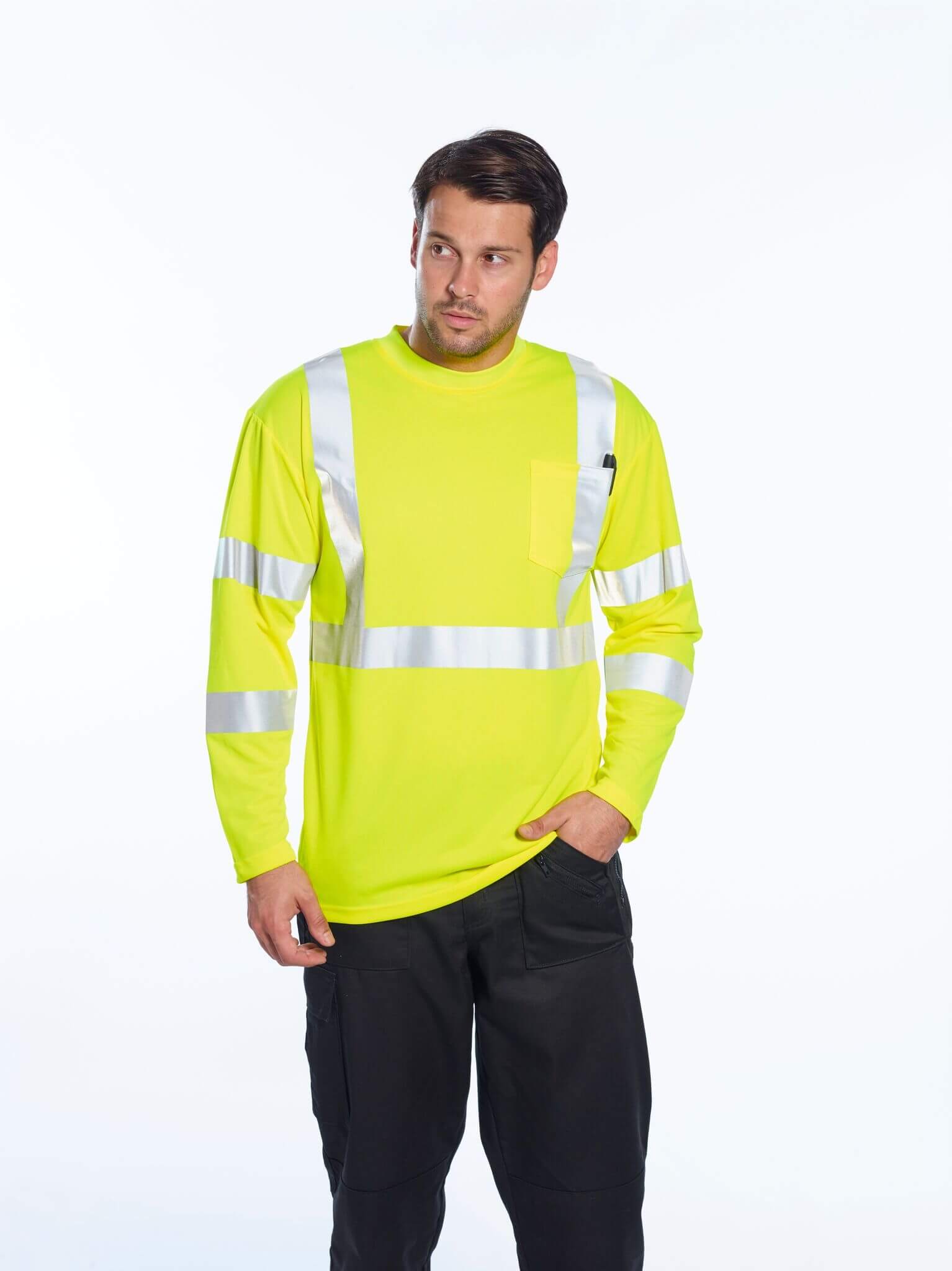 Hi Vis Long Sleeve Flame Resistant T-Shirt, PFR96